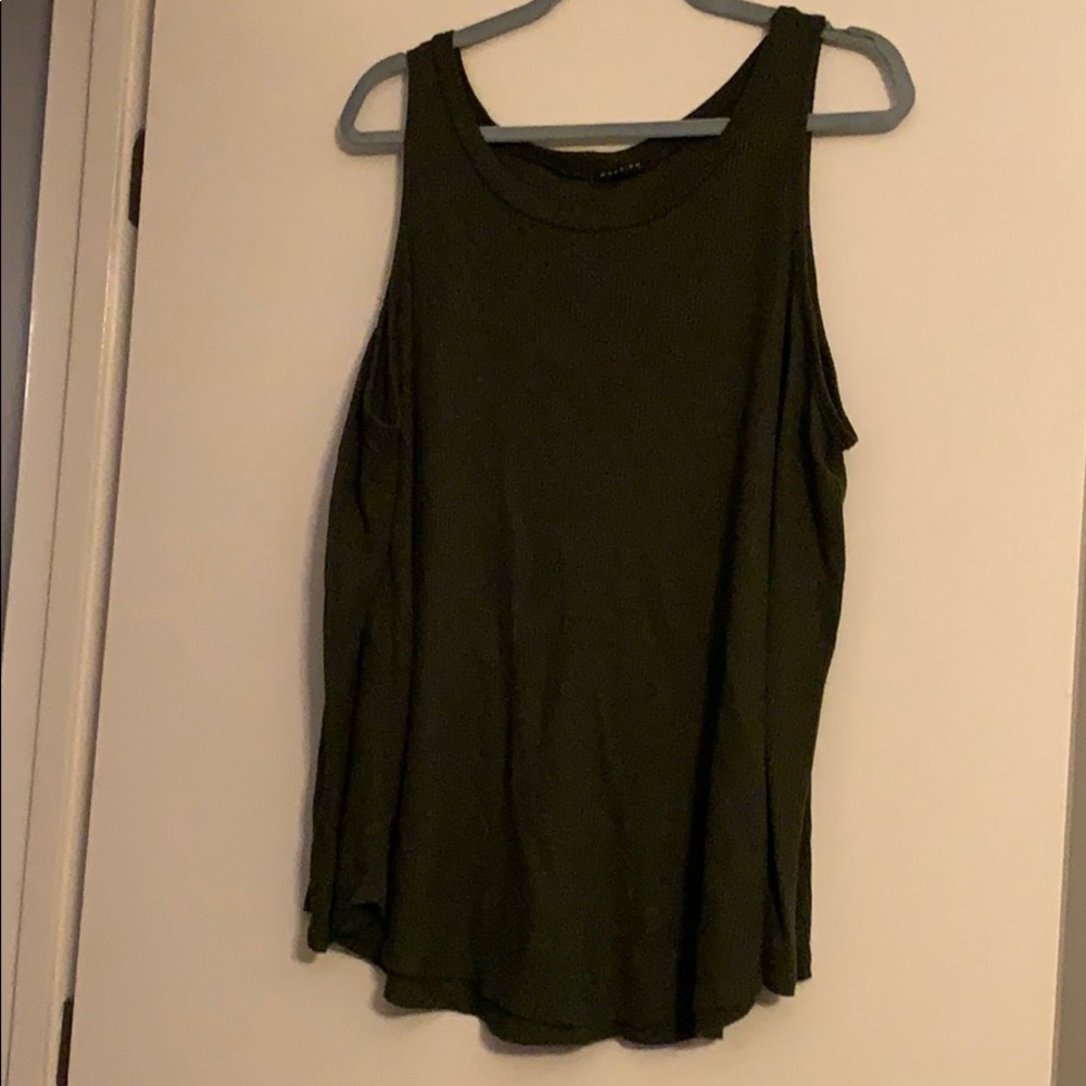 Dark Olive waffle knit light top